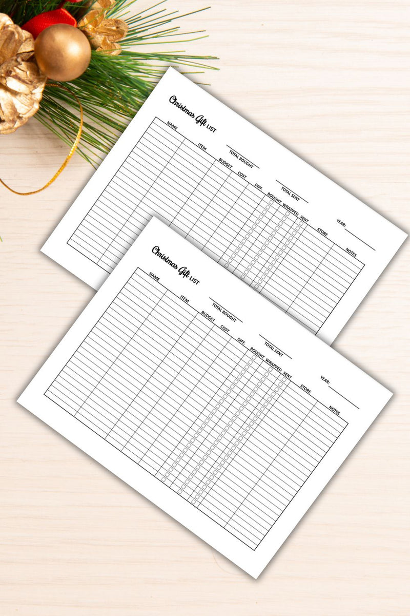 Christmas Gift List Printable PDF Mom Money Map