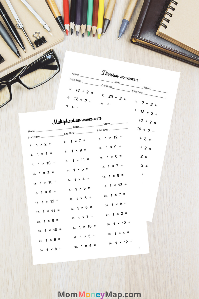 Math Worksheets Printable PDF - Multiplication and Division – Mom Money Map