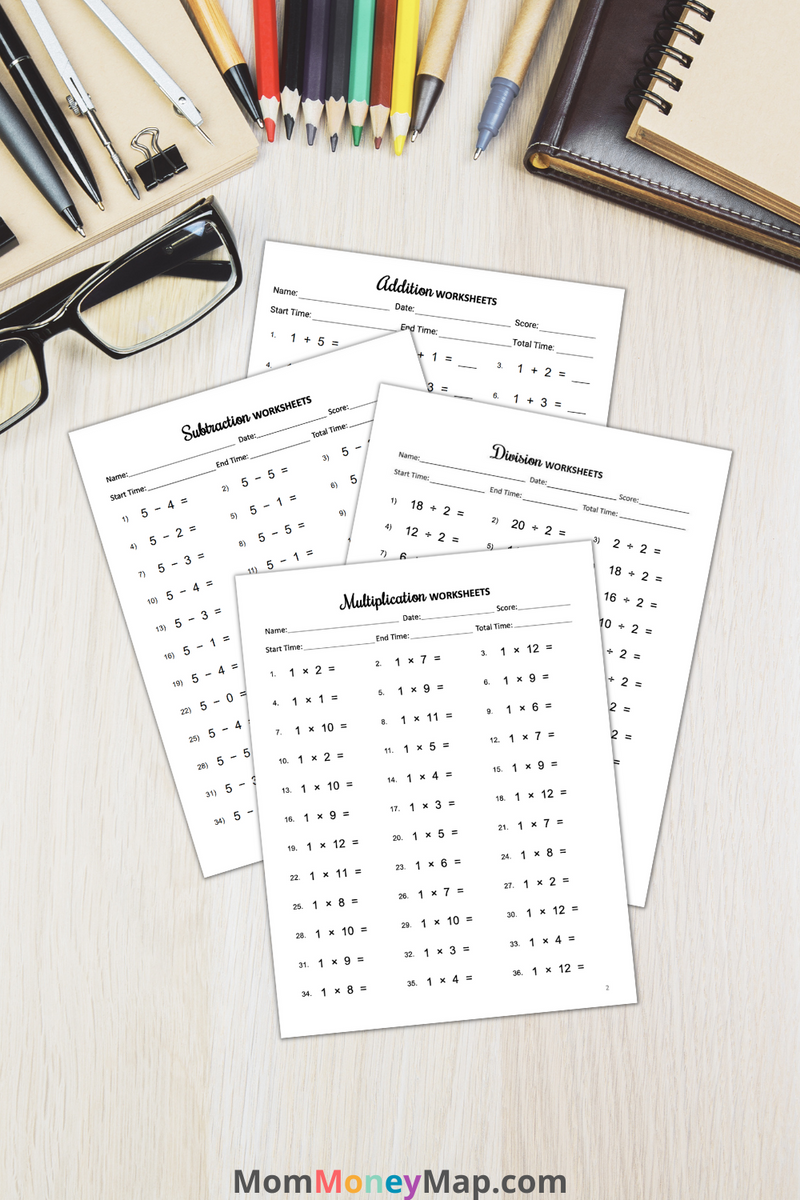 Math Worksheets Printable Pdf - Addition, Subtraction, Multiplication 