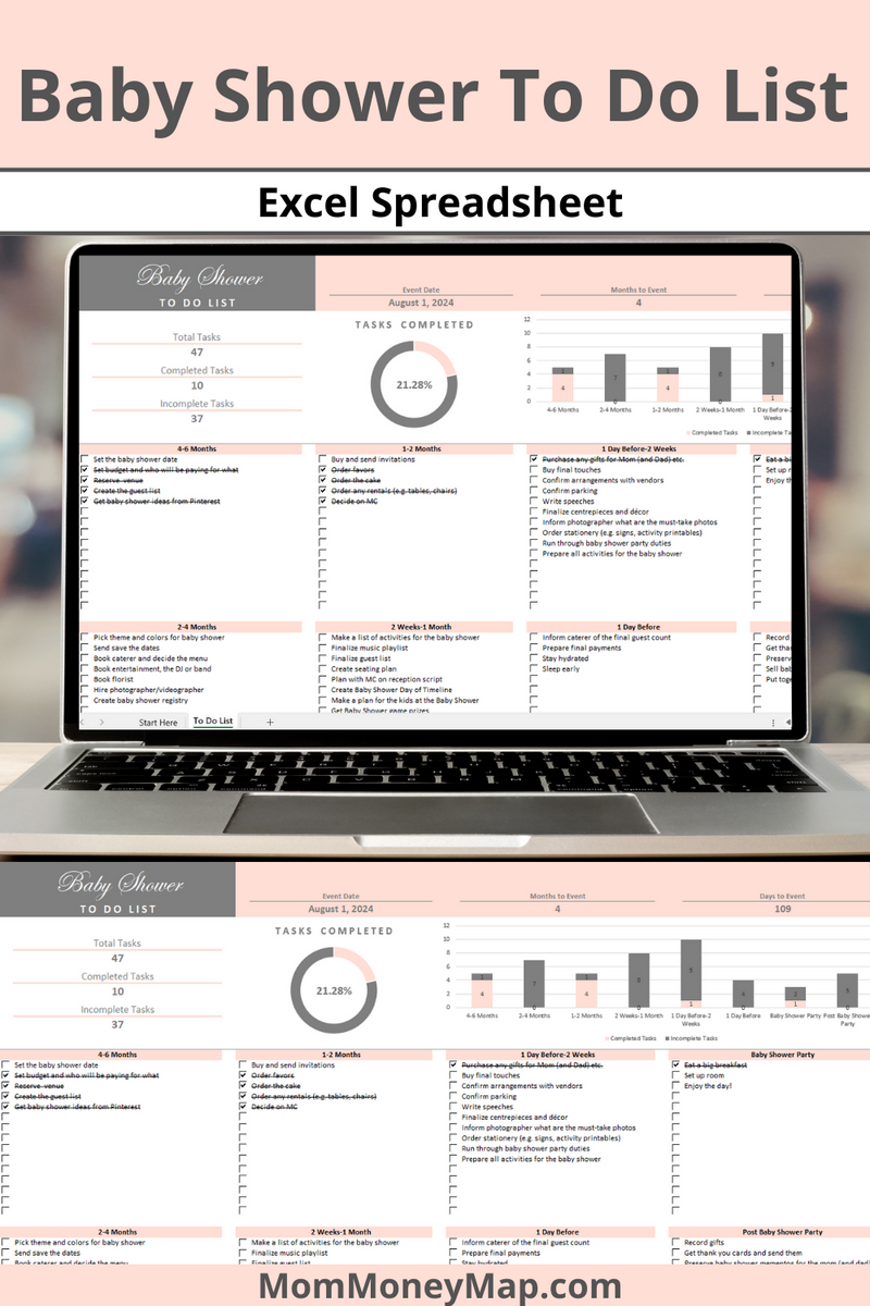 Baby Shower To Do List Excel Spreadsheet – Mom Money Map