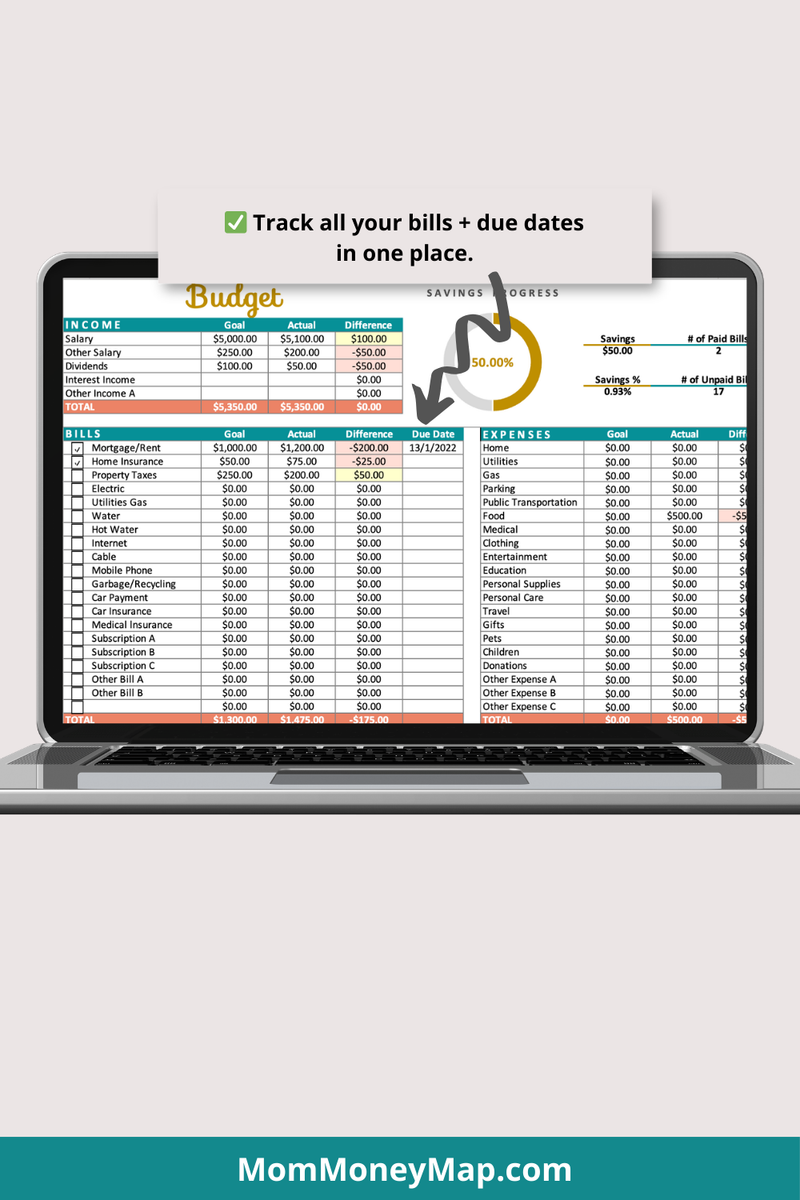 Basic Budget Excel Spreadsheet – Simple Monthly Income & Expense – Mom ...