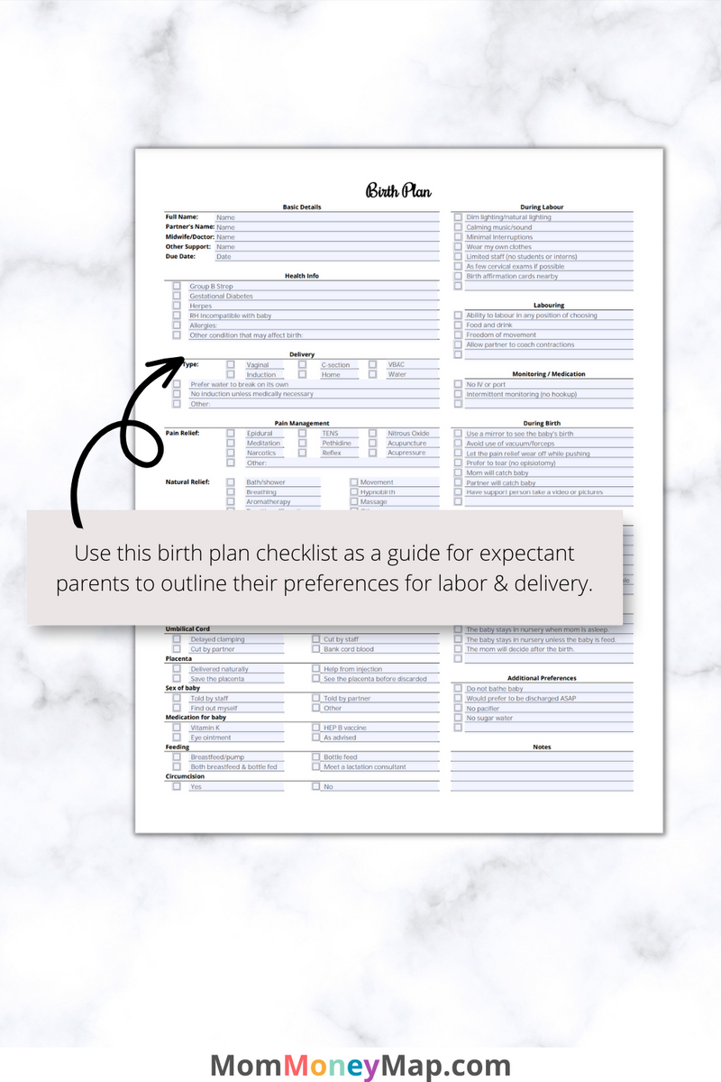 Your Pregnancy Hospital Bag Checklist And Birth Plan Template