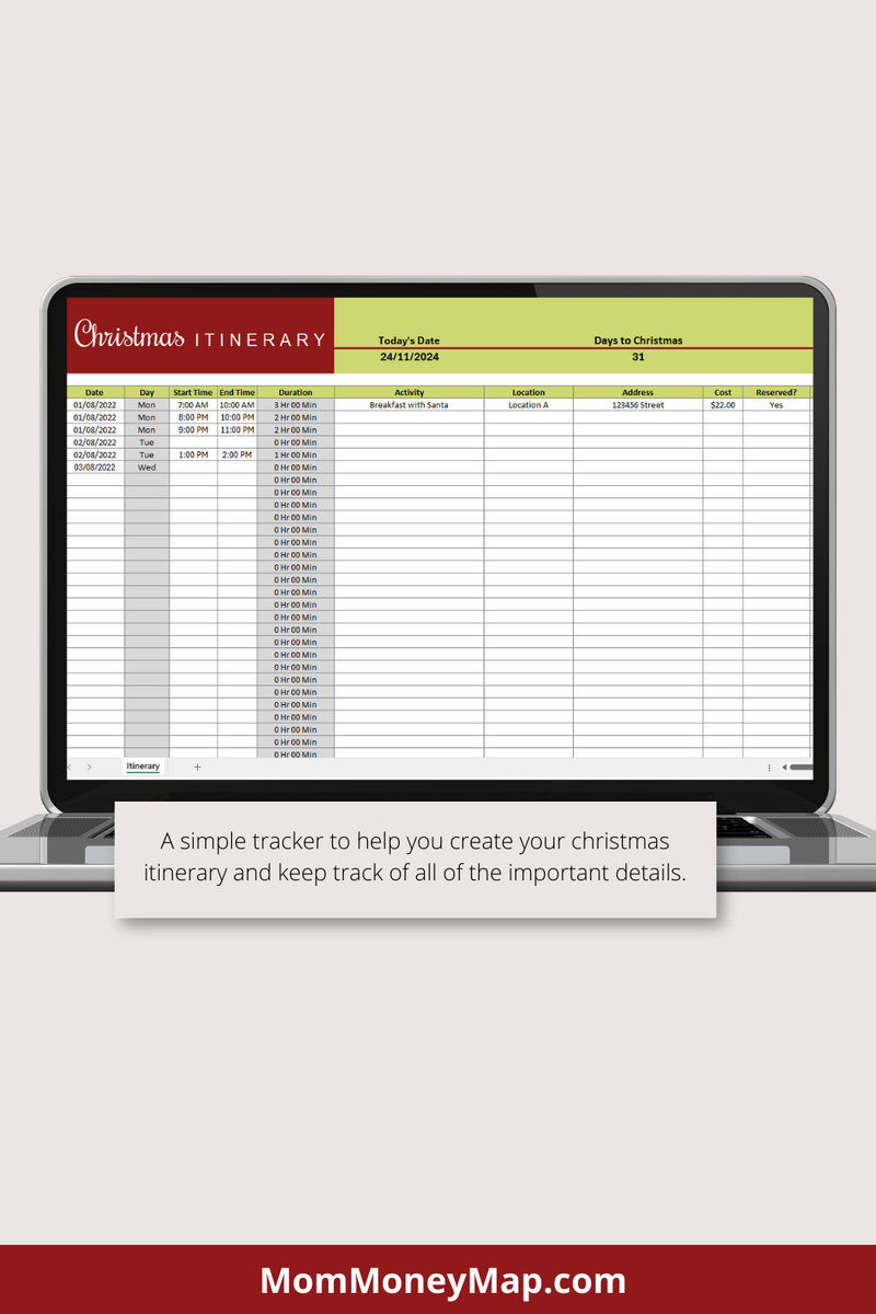 Christmas Itinerary Excel Spreadsheet Mom Money Map christmas-itinerary-excel-spreadsheet-mom-money-map