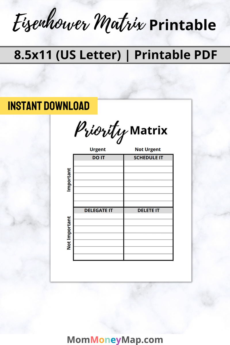 Eisenhower Matrix Printable PDF – Mom Money Map eisenhower-matrix-printable-pdf-mom-money-map
