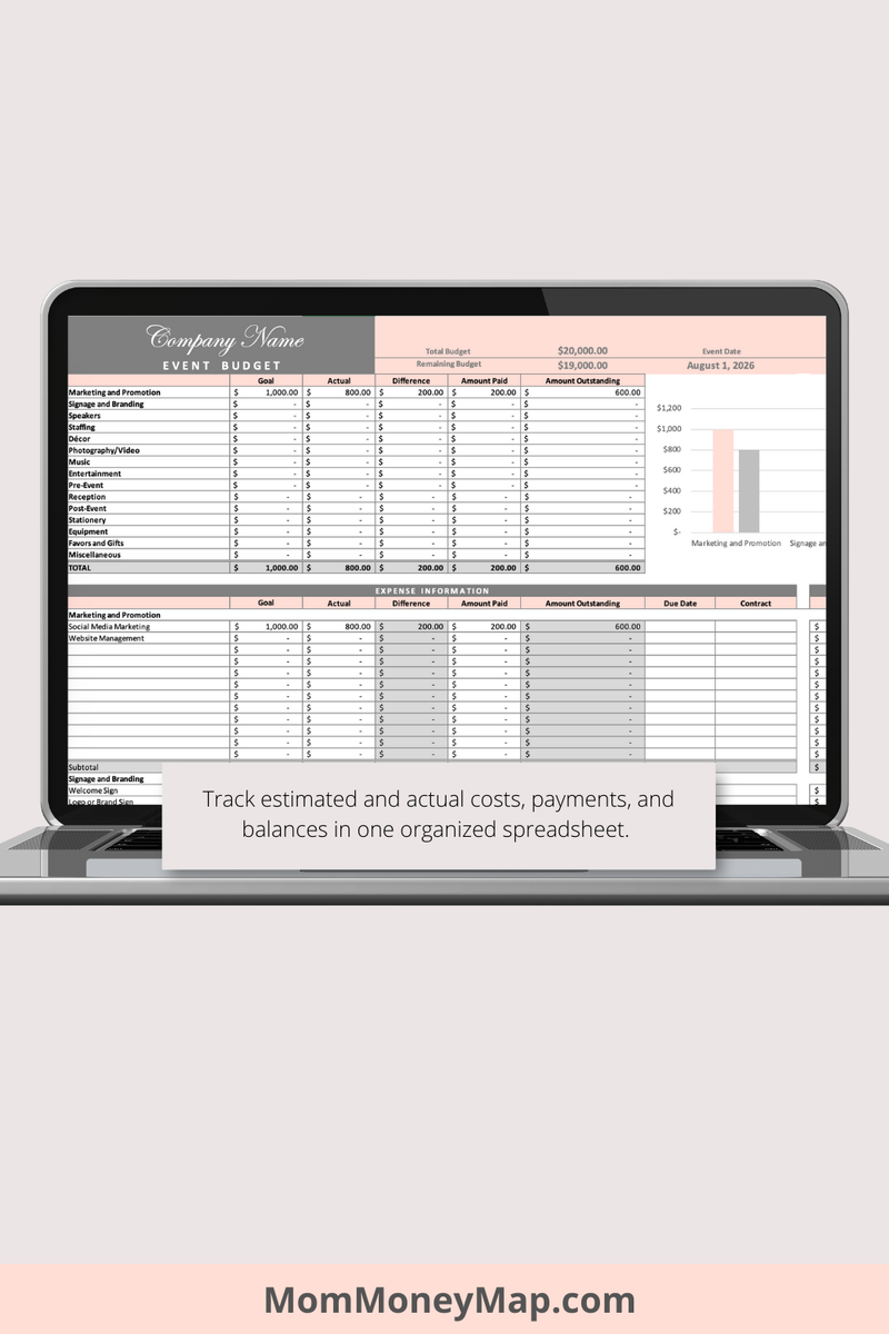 Event Budget Excel Spreadsheet | Event Expense Tracker Planner Tool ...