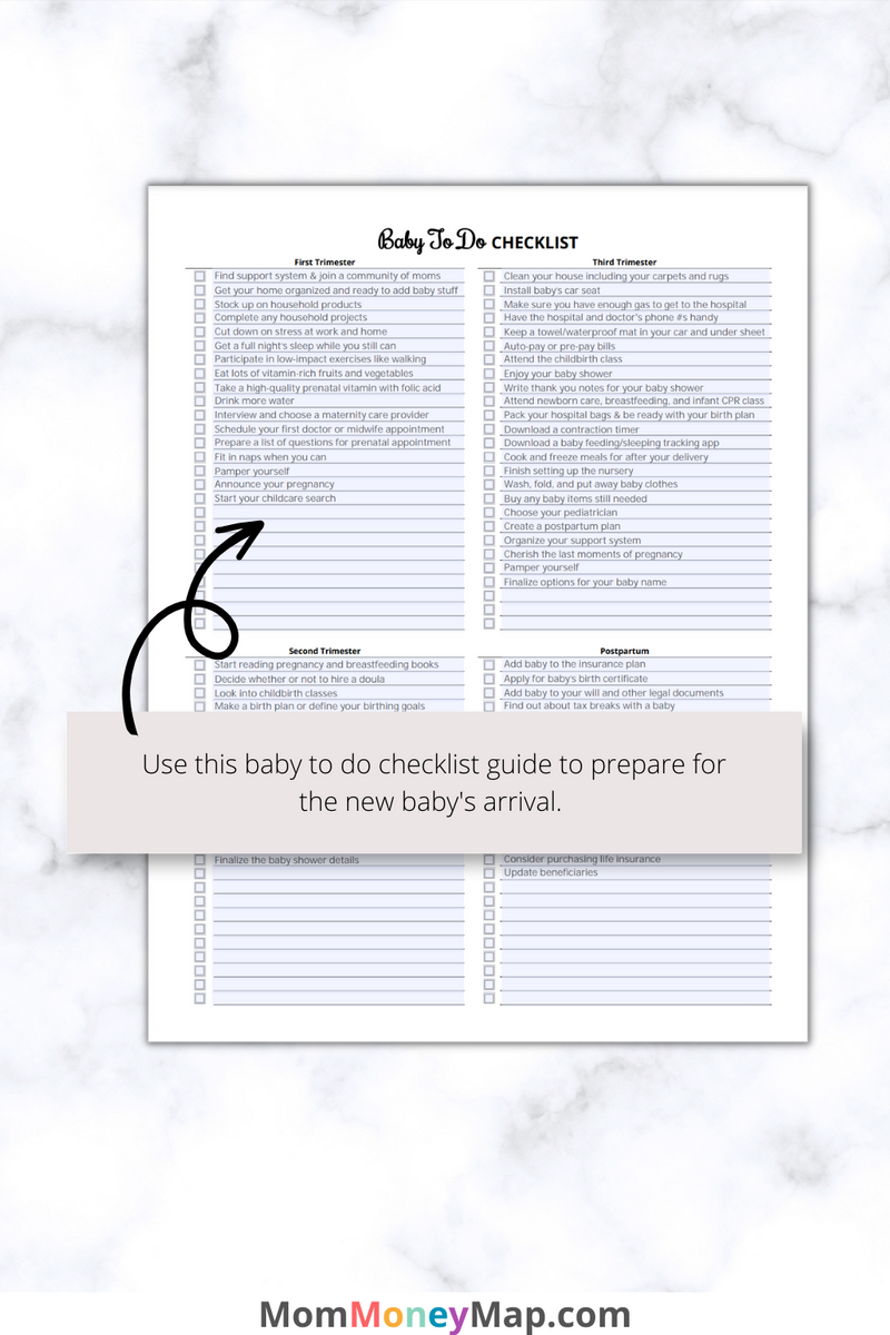 Baby To Do Checklist Printable PDF