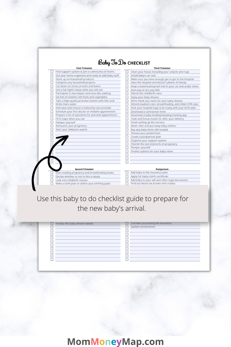 Baby To Do Checklist Printable PDF – Mom Money Map