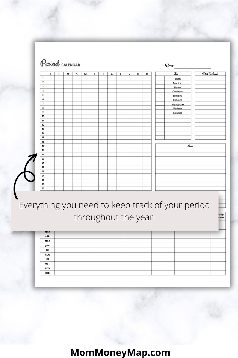 Period Calendar Printable PDF – Mom Money Map period-calendar-printable-pdf-mom-money-map