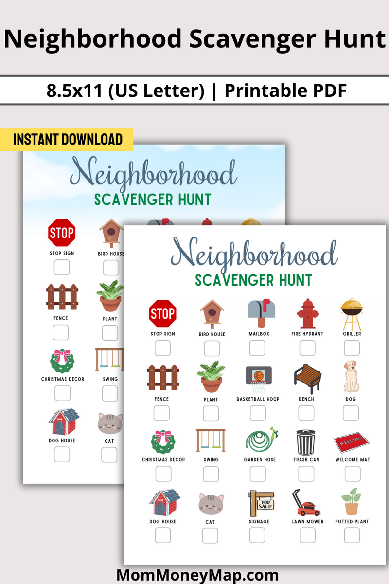 Neighborhood Scavenger Hunt Printable PDF – Mom Money Map Neighborhood Scavenger Hunt Printable PDF – Mom Money Map