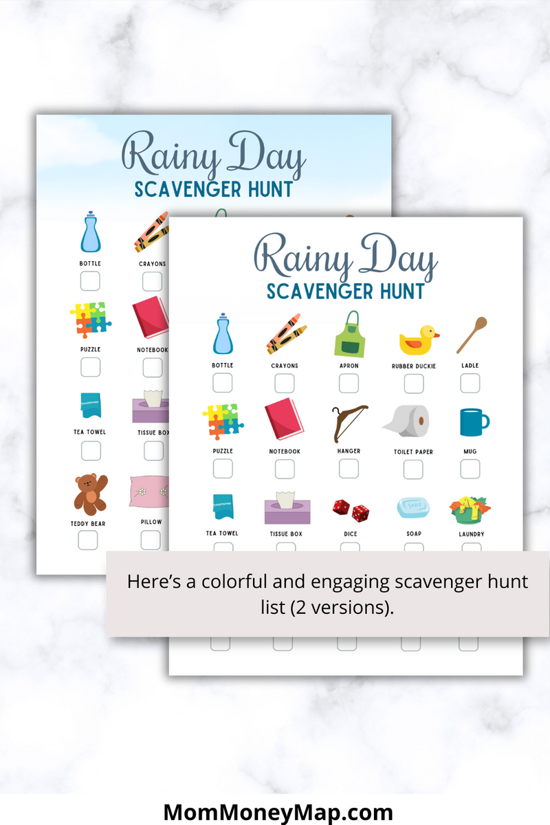 Rainy Day Scavenger Hunt Printable PDF for Kids & Indoor Fun – Mom ...