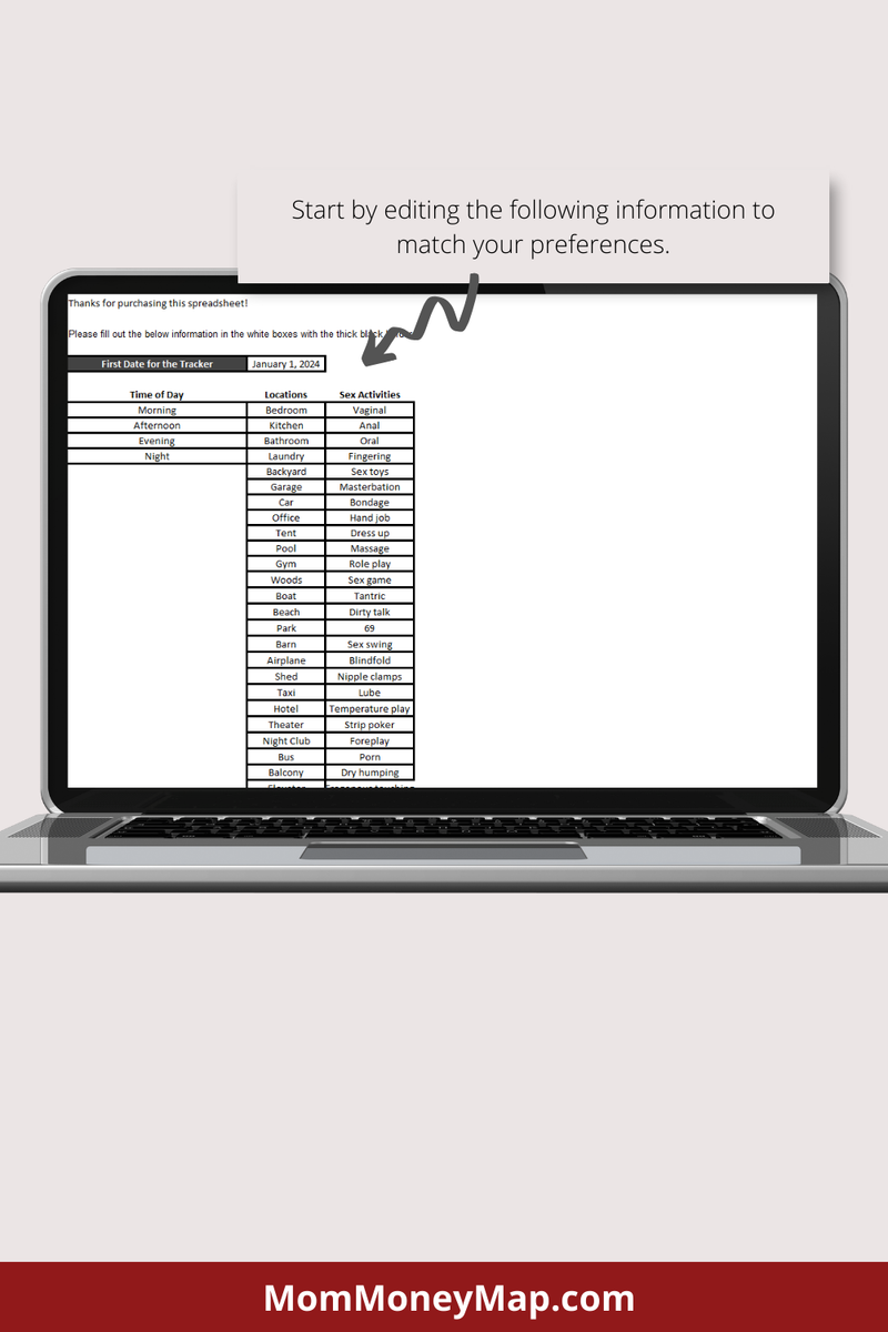 Sex Tracker Excel Spreadsheet Mom Money Map 2411