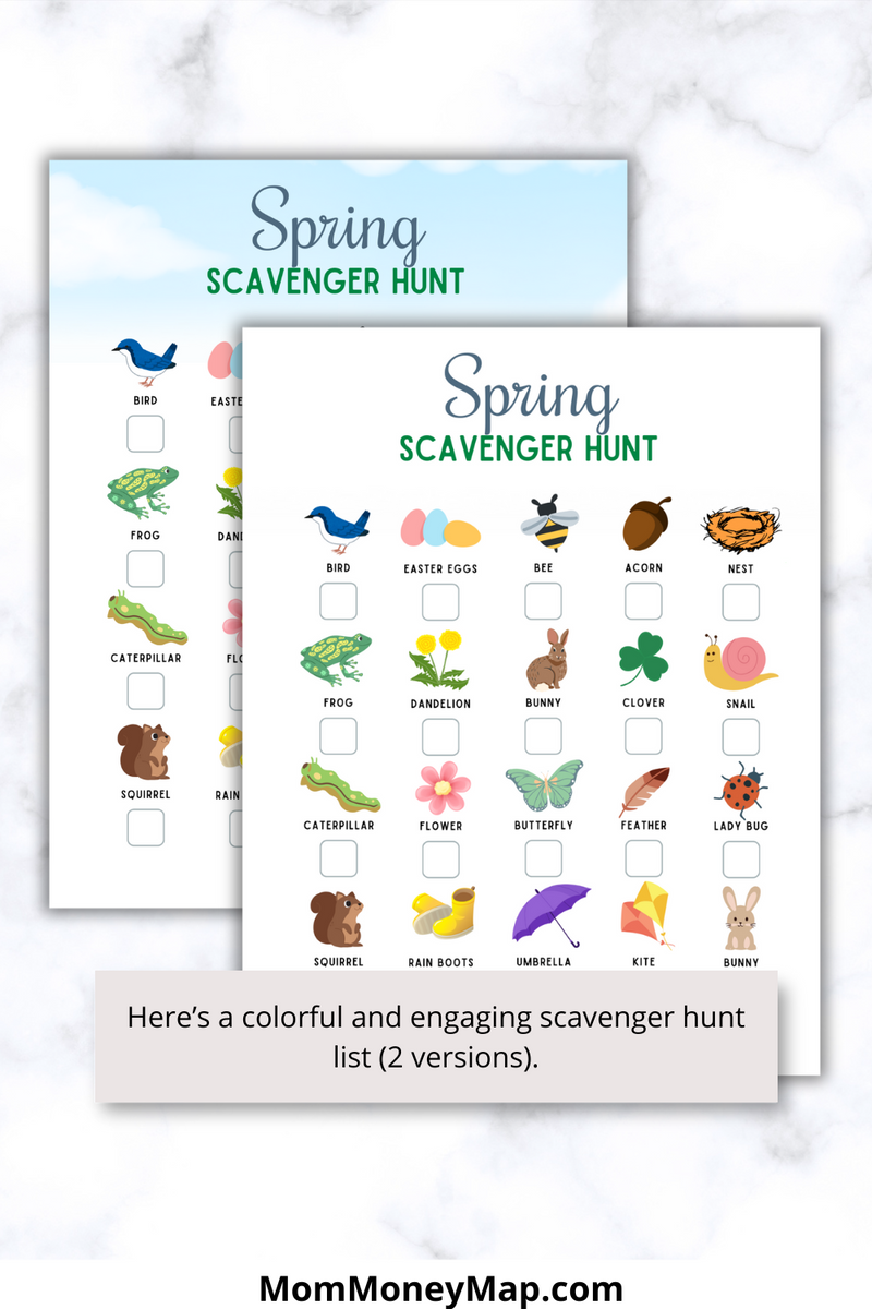 Spring Scavenger Hunt Printable PDF for Kids & Family Activities Mom
