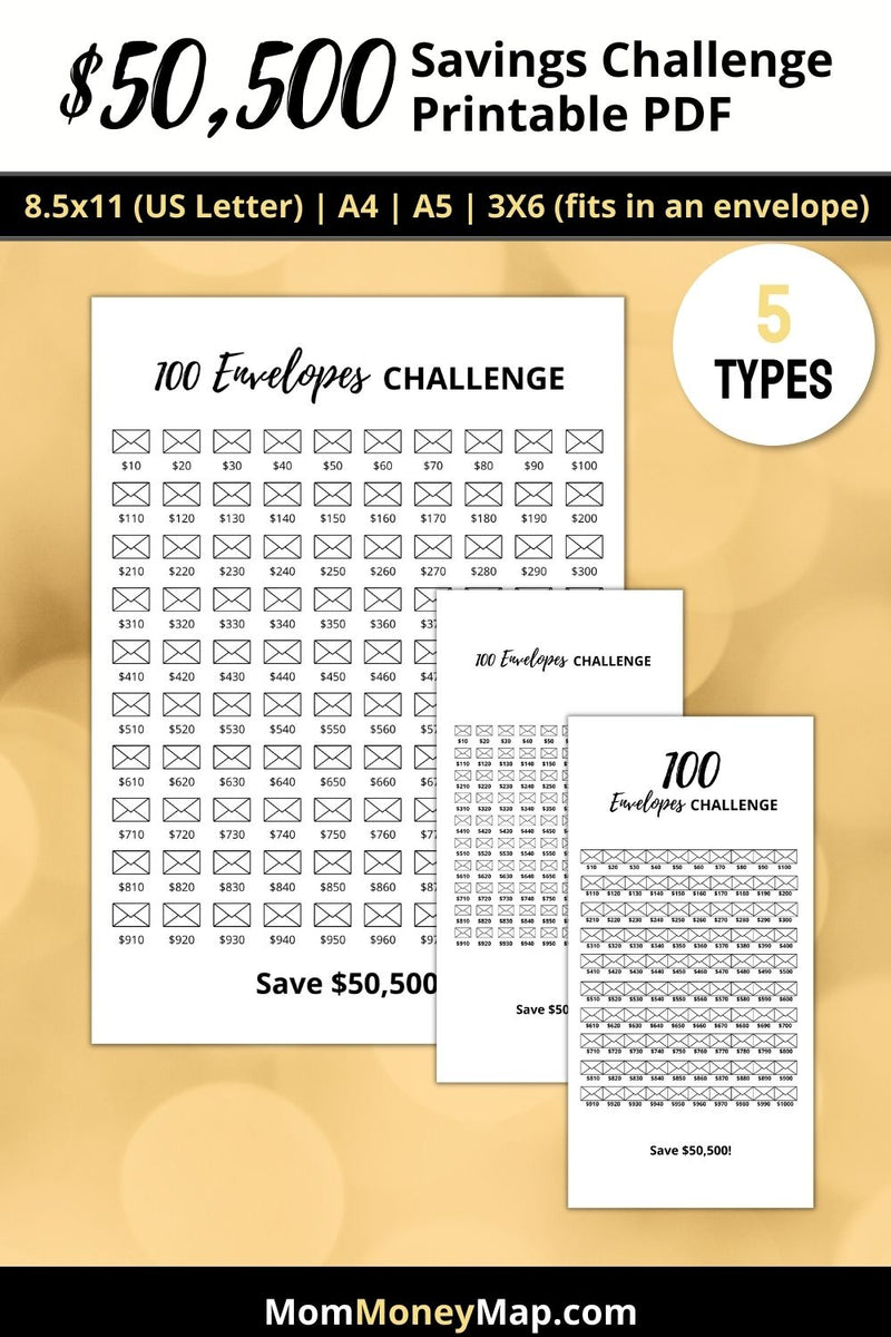 50000 Savings Challenge Printable PDF – Mom Money Map