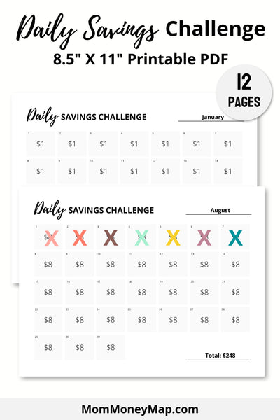 365 day money challenge printable chart