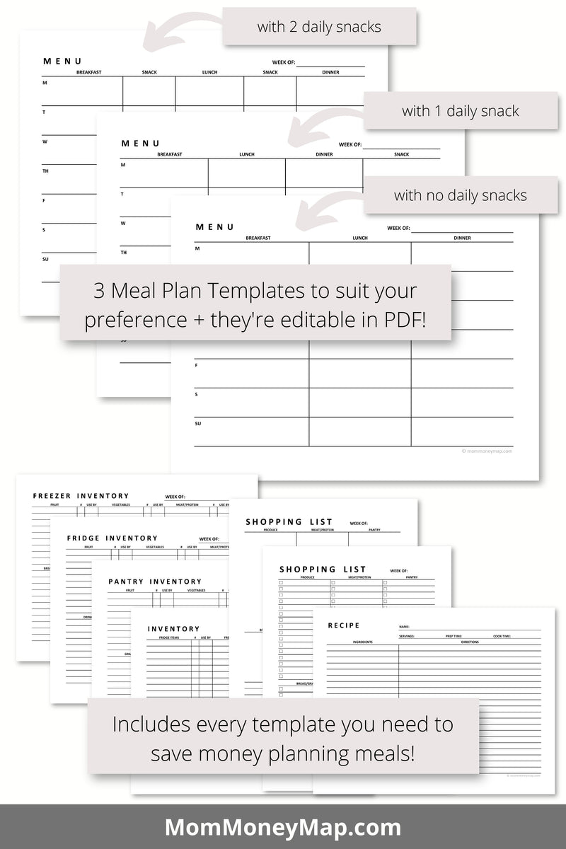 Meal Planner Printable PDF – Mom Money Map