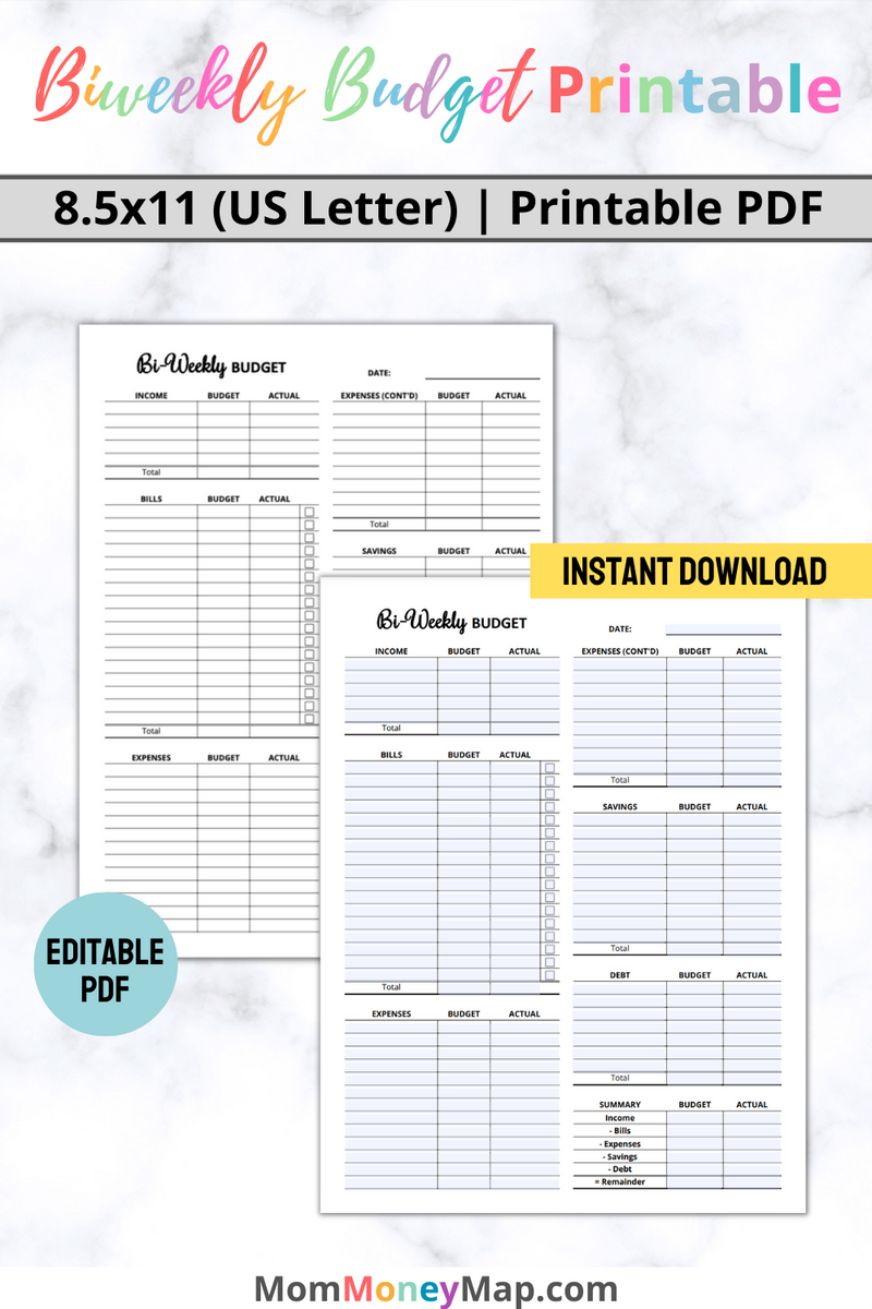 Monthly Income & Expense Budget Planner Template - Printable PDF