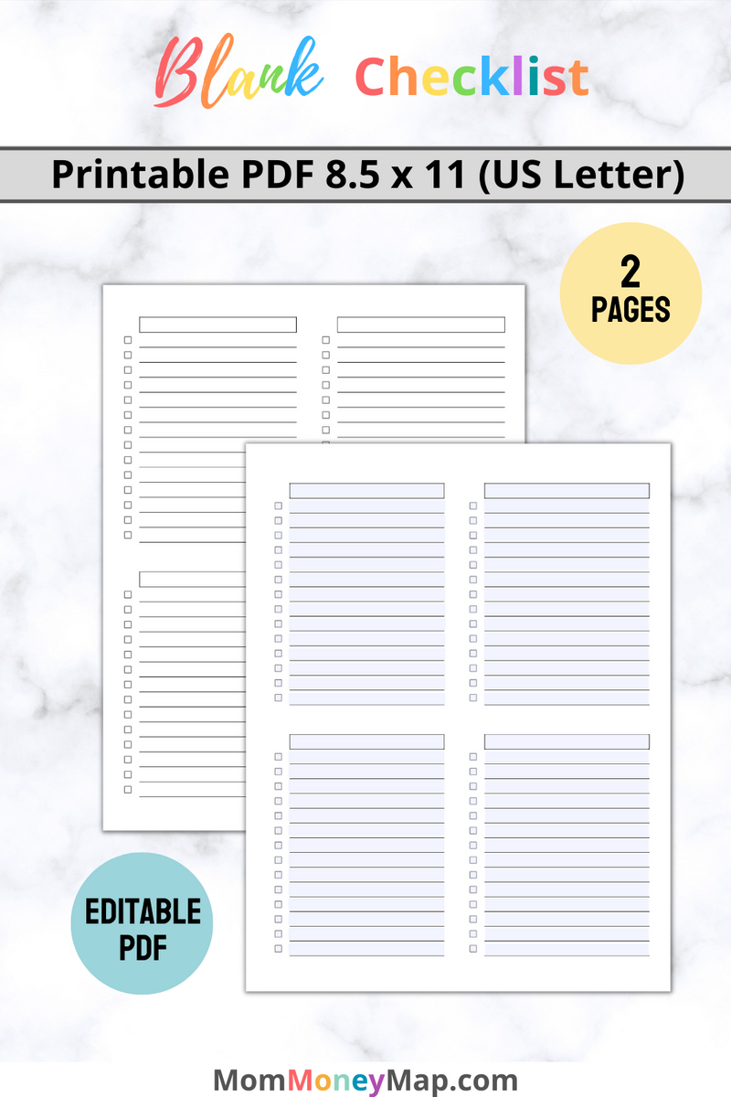 blank checklist template