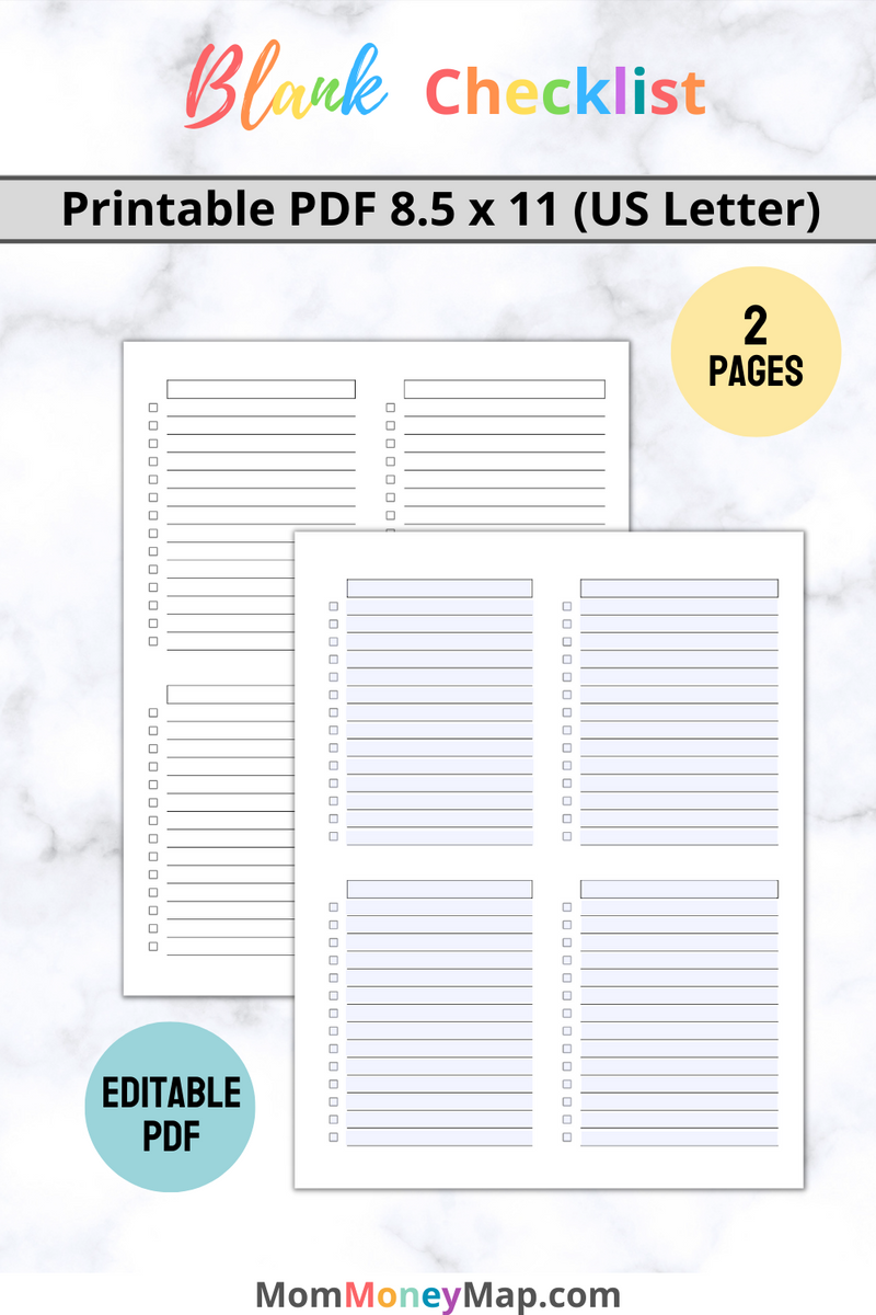 blank-checklist-printable-pdf-mom-money-map for Free Printable Blank Checklist Template Blank Checklist Printable PDF – Mom Money Map for Free Printable Blank Checklist Template
