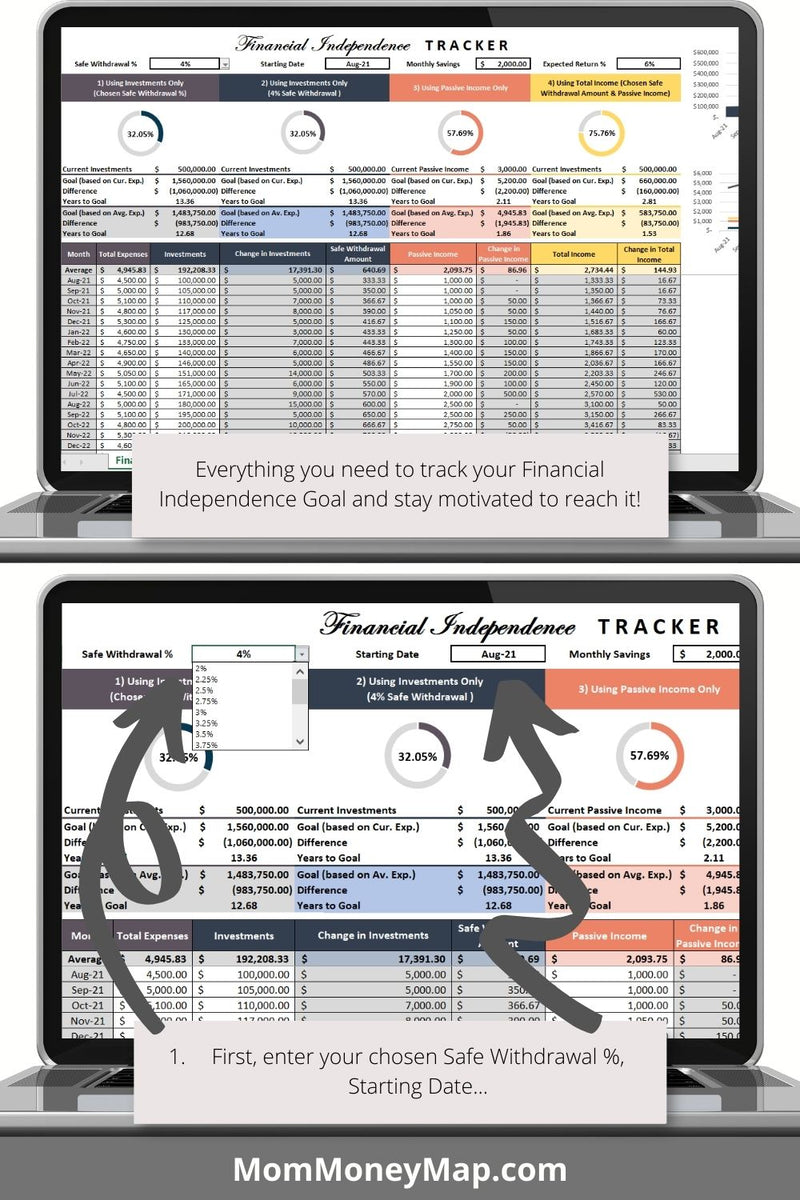Financial Independence Tracker Google Sheets Spreadsheet – Mom Money Map