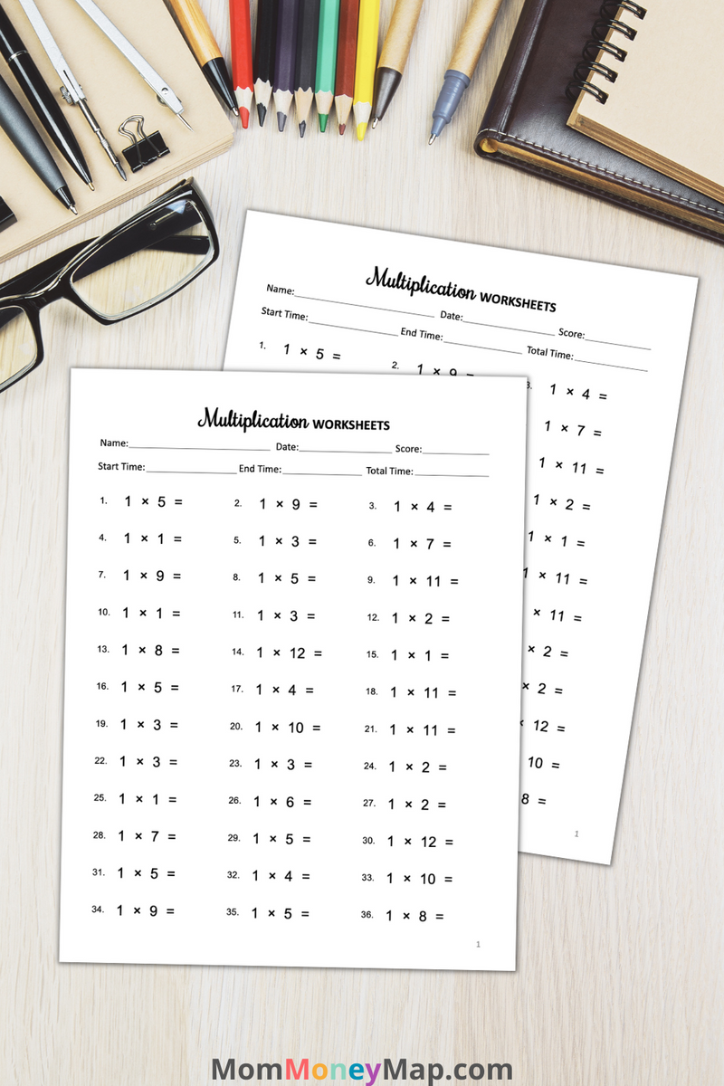 Multiplication Worksheets Printable PDF Mom Money Map