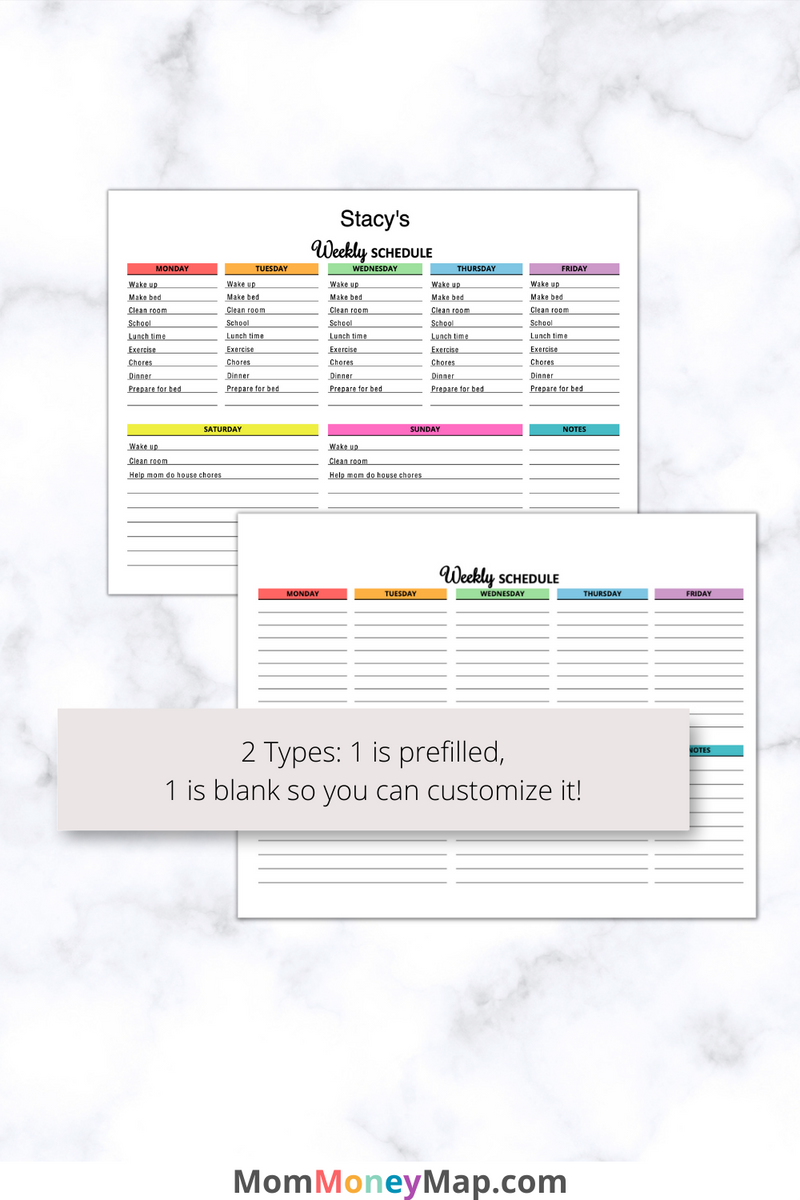 Kids Weekly Schedule Printable PDF – Mom Money Map kids-weekly-schedule-printable-pdf-mom-money-map