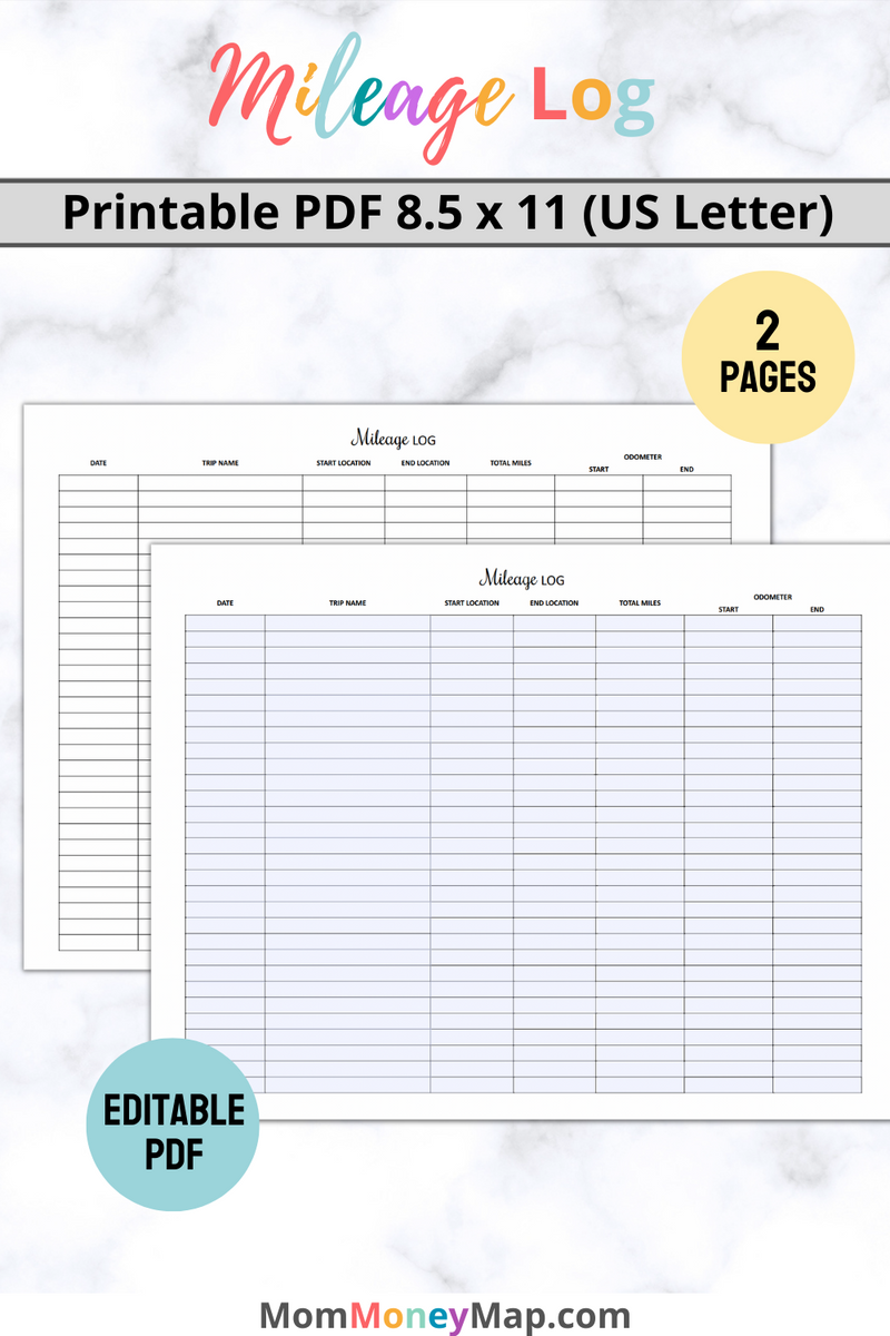 Mileage Log Printable PDF – Mom Money Map mileage-log-printable-pdf-mom-money-map