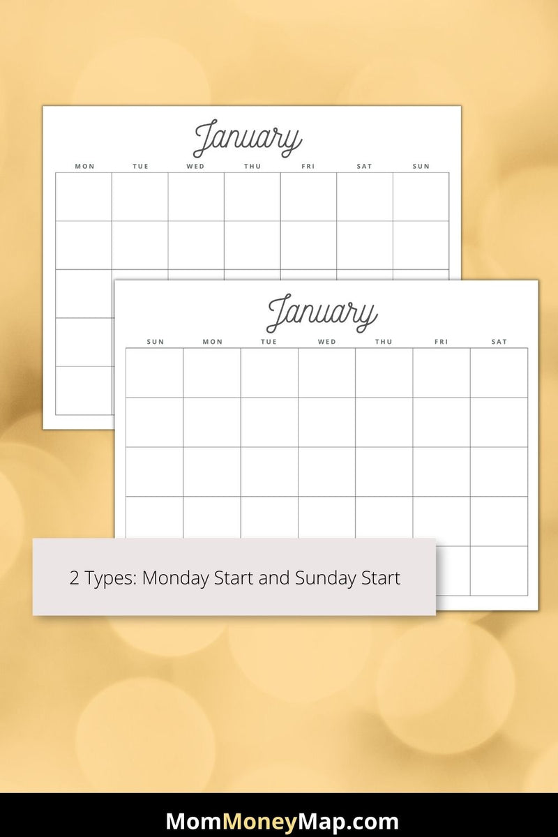 Monthly Calendar Printable PDF – Mom Money Map Monthly Calendar Printable PDF – Mom Money Map