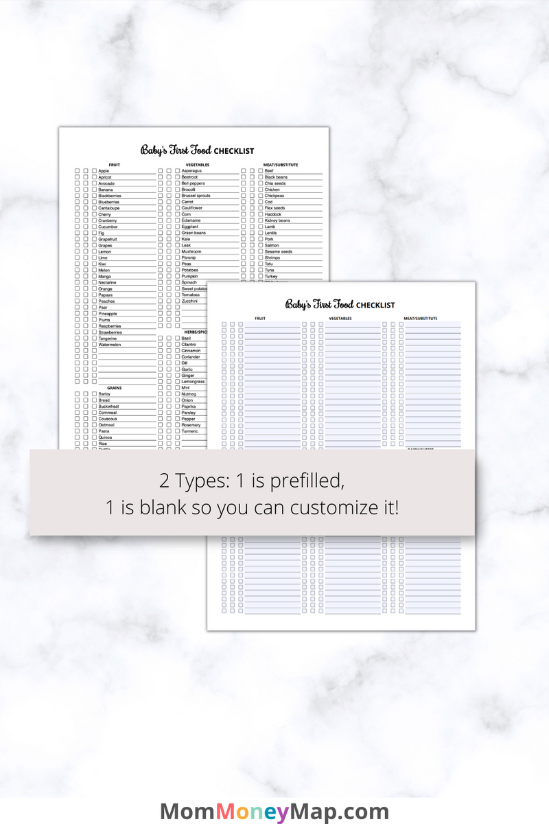 baby-s-first-food-checklist-printable-pdf-115-foods-prefilled-mom-money-map for Free Printable Baby First Food Checklist Baby's First Food Checklist Printable PDF - 115 Foods Prefilled – Mom Money Map for Free Printable Baby First Food Checklist