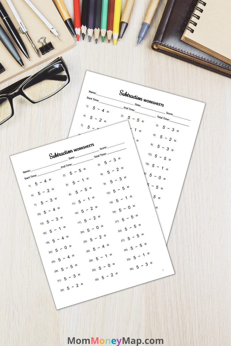 Subtraction Worksheets Printable PDF | Math Practice – Mom Money Map