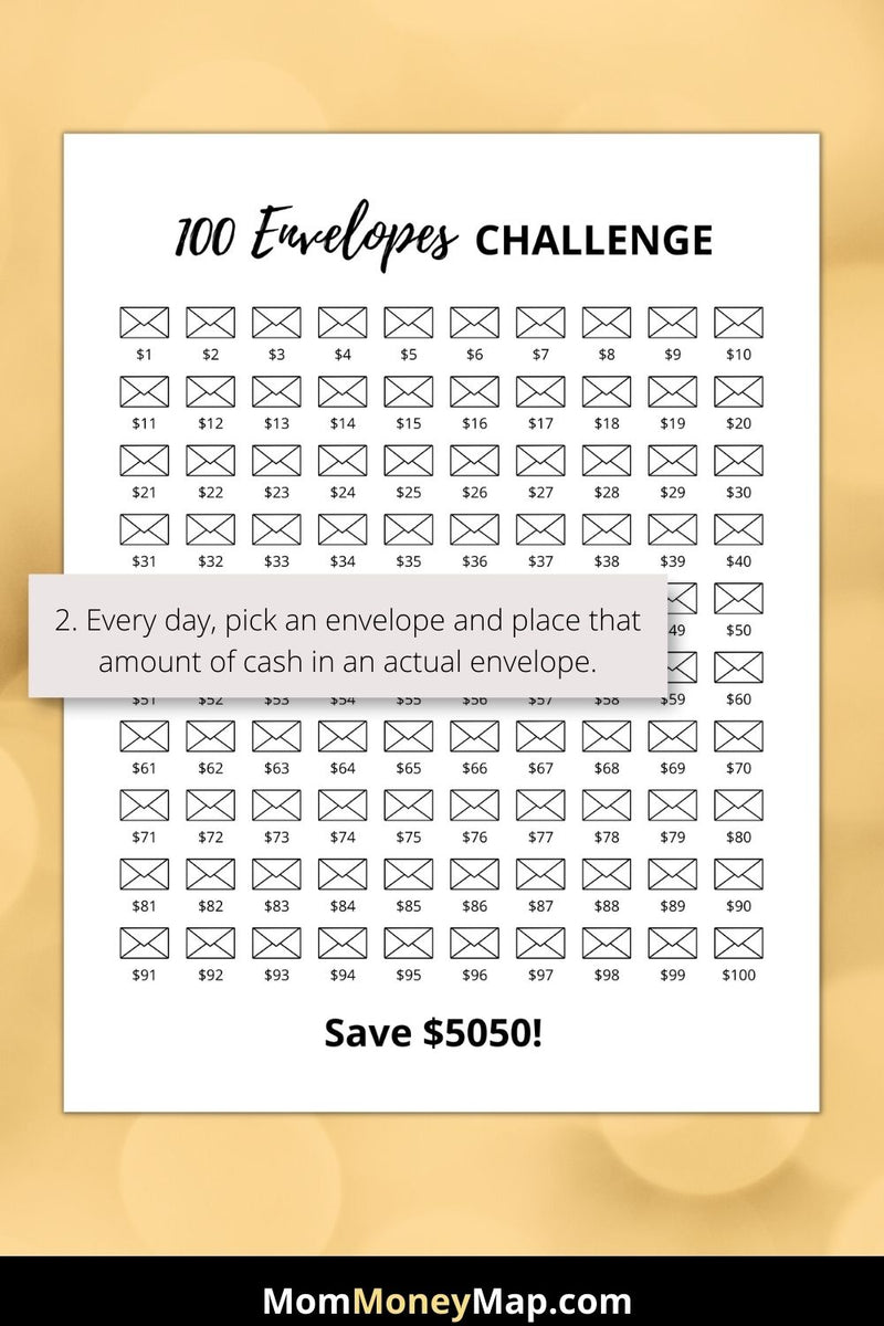 5000 Savings Challenge Printable PDF – Mom Money Map for Free Printable Printable 5 Dollar Challenge