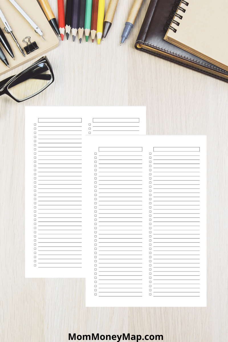 Printable A4 Check List.pdf Blank Checklist Printable PDF A4 – 2 Categories for Organization – Mom ...