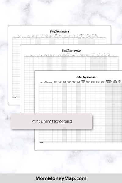 Baby Sleep Tracker Printable PDF Mom Money Map Baby Sleep Tracker Printable PDF Mom Money Map
