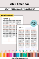 minimalist 2026 calendar printable pdf