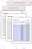 Food storage inventory sheet