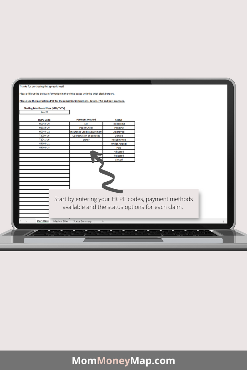 Simple Medical Biller Excel Spreadsheet – Mom Money Map