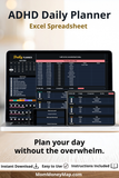 adhd daily planner excel spreadsheet template
