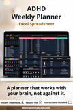 adhd weekly planner excel spreadsheet template
