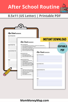 After School Routine Printable PDF for Kids, Students & Parents – Mom ...