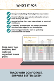 baby sleep log with nap and overnight wakeup tracking sheets
