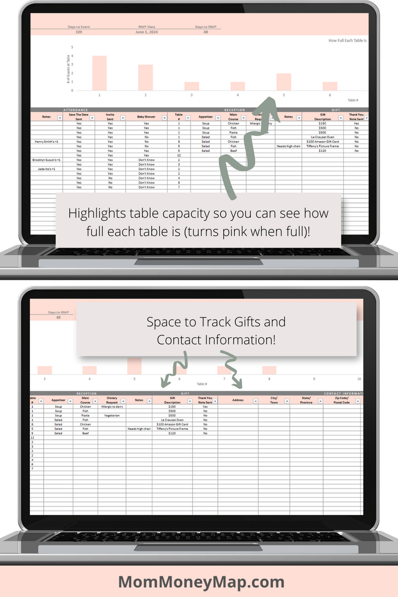 Baby Shower Guest List Excel Spreadsheet Mom Money Map