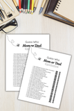 baby shower game sheet printable