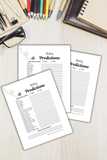 Baby Shower Games Baby Predictions Printable PDF