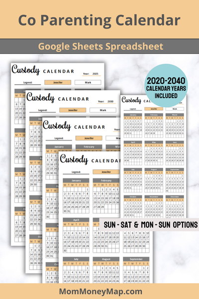 Coparenting Calendar Google Sheets Download