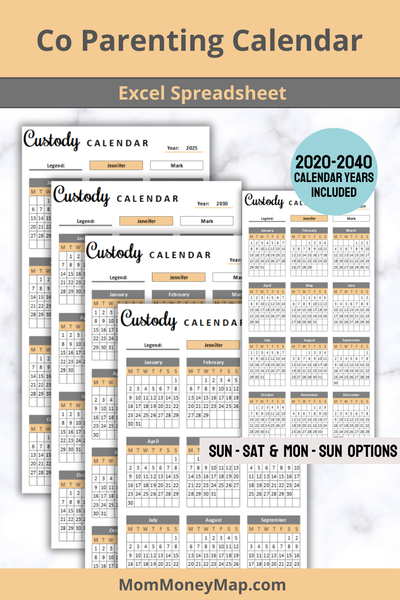 Coparenting Calendar for Microsoft Excel