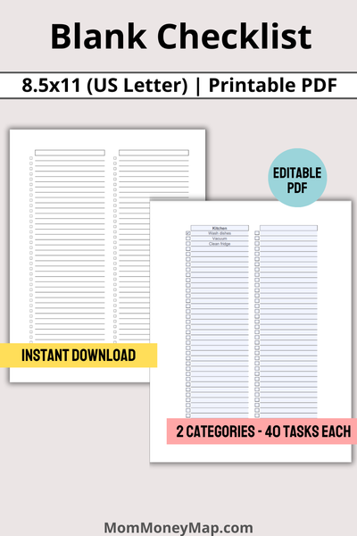 Blank checklist printable