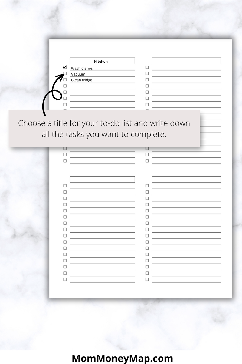 Blank Checklist Printable PDF A4 – Mom Money Map