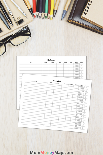 Reading Log Printable PDF Mom Money Map