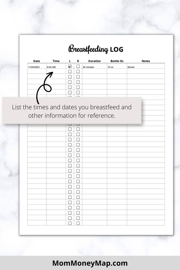 Breastfeeding Log Printable PDF – Mom Money Map breastfeeding-log-printable-pdf-mom-money-map