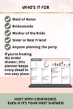 maid of honor bridal shower planning spreadsheet digital download
