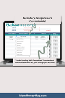 budget spreadsheet with check register